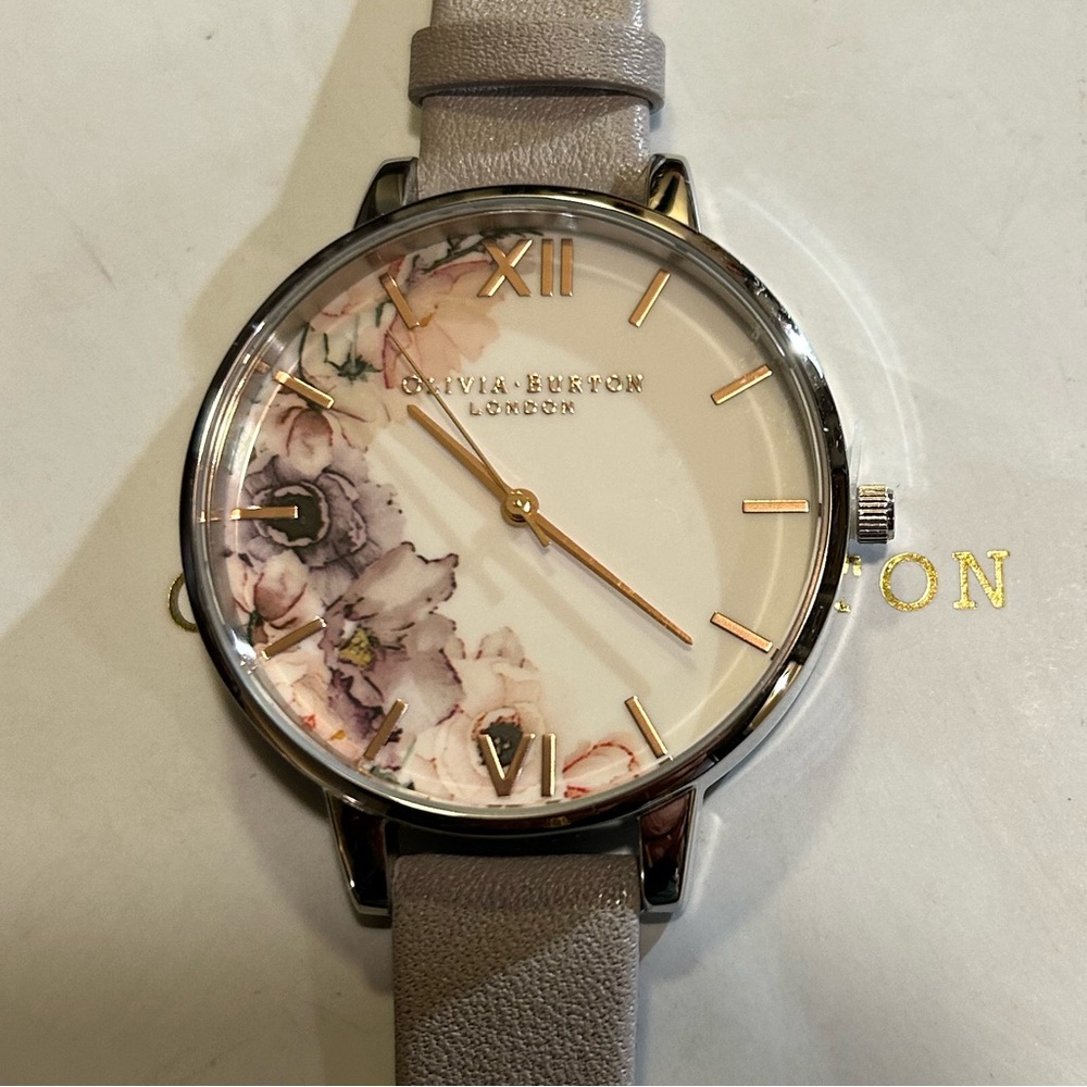 Olivia Burton WaterColor Florals Watch With 38mm White Face & Lalic Band